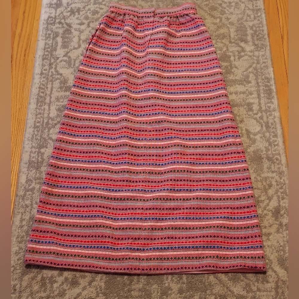 Handmade Vintage Mexican Cambaya Maxi Skirt - Picture 3 of 4